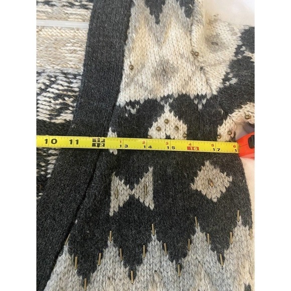 J JILL Wool Chunky Knit Southwestern Fair Isle Beaded Cardigan Sweater Size XS - Picture 11 of 14
